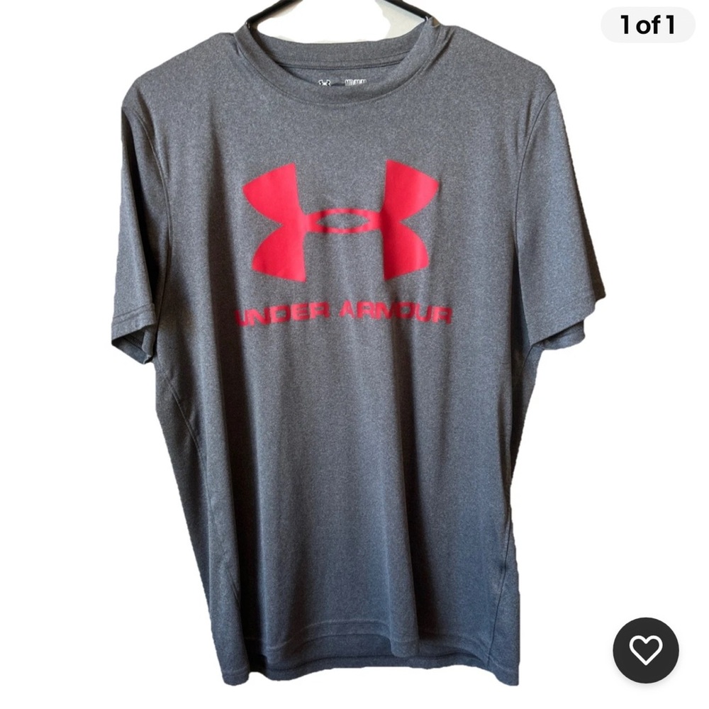 Under Armour Gray Short Sleeve Tee with Red Logo